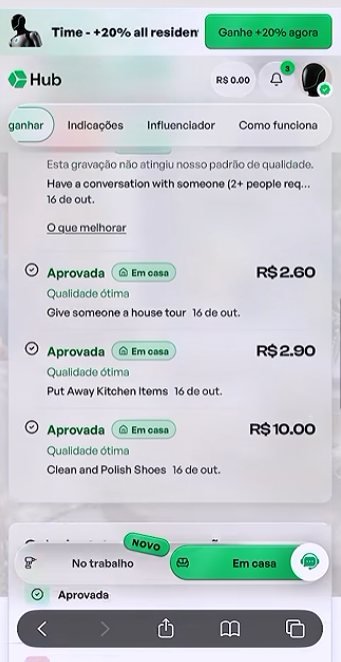 Lista de gravações aprovadas com valores de R$ 2,60 a R$ 10,00