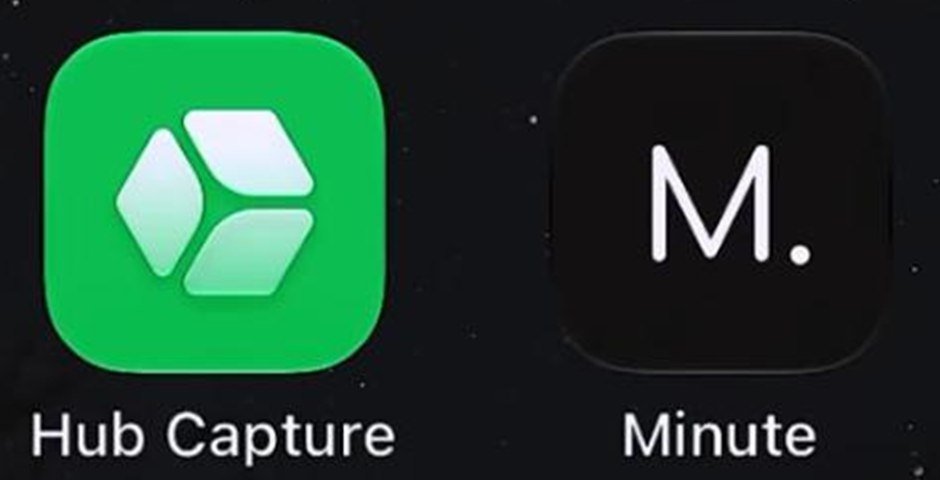 Ícones dos apps Hub Capture e Minute