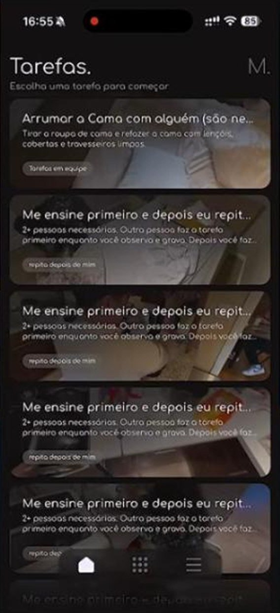 Lista de tarefas no app Minute